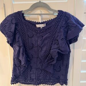 Lace Trim navy  Top